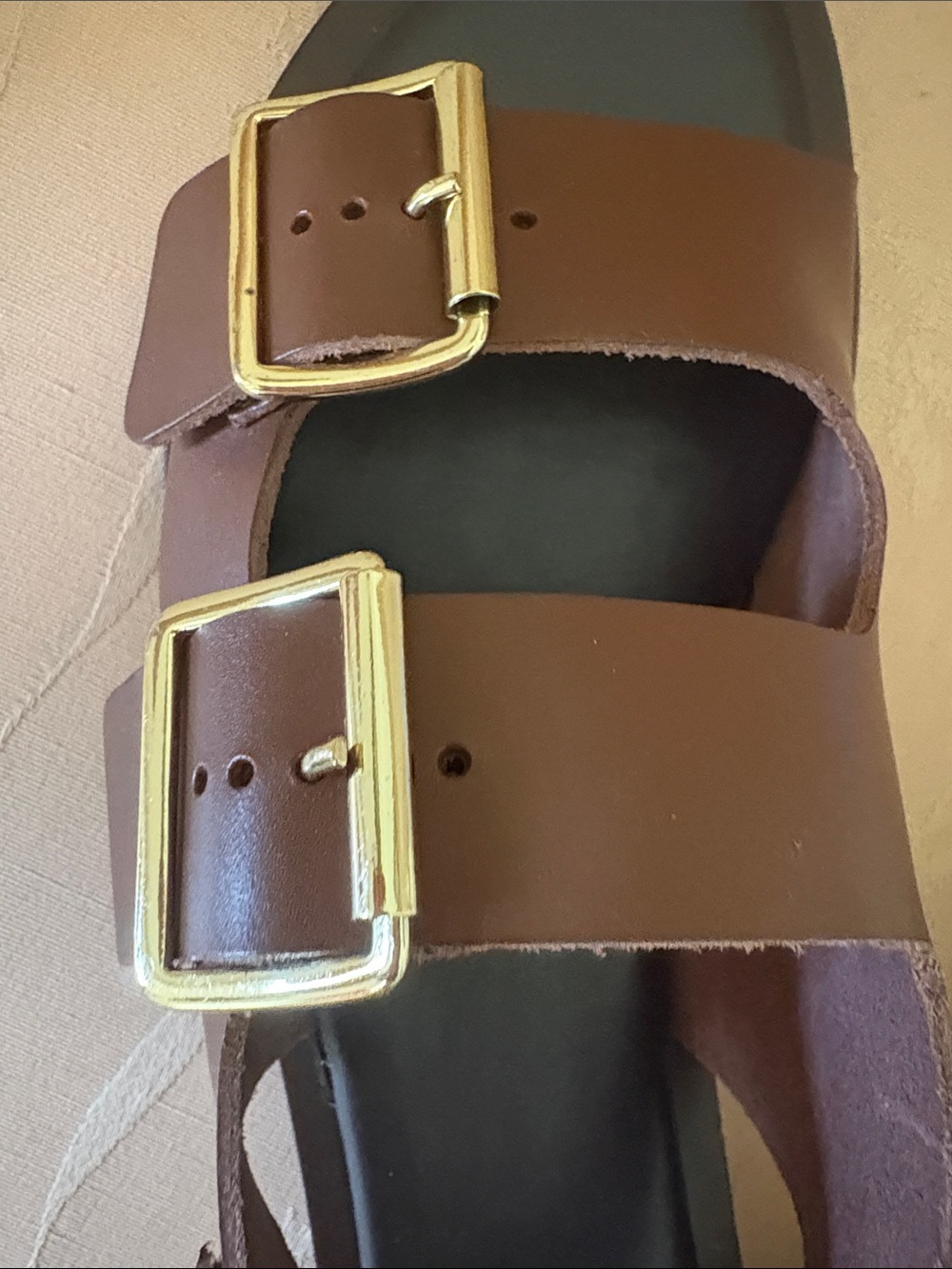 J.Crew Saddle Brown Double-Buckle Leather Sandals NWT - Picture 3 of 7